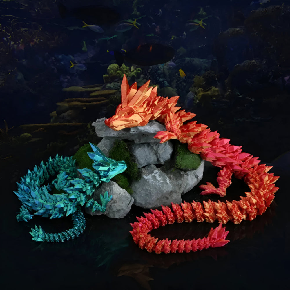Set de sculpturi cu dragon și ou din cristal fațetat, în mai multe tonuri