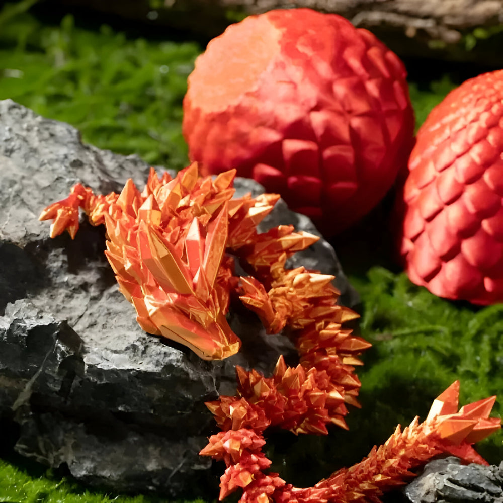 Set de sculpturi cu dragon și ou din cristal fațetat, în mai multe tonuri
