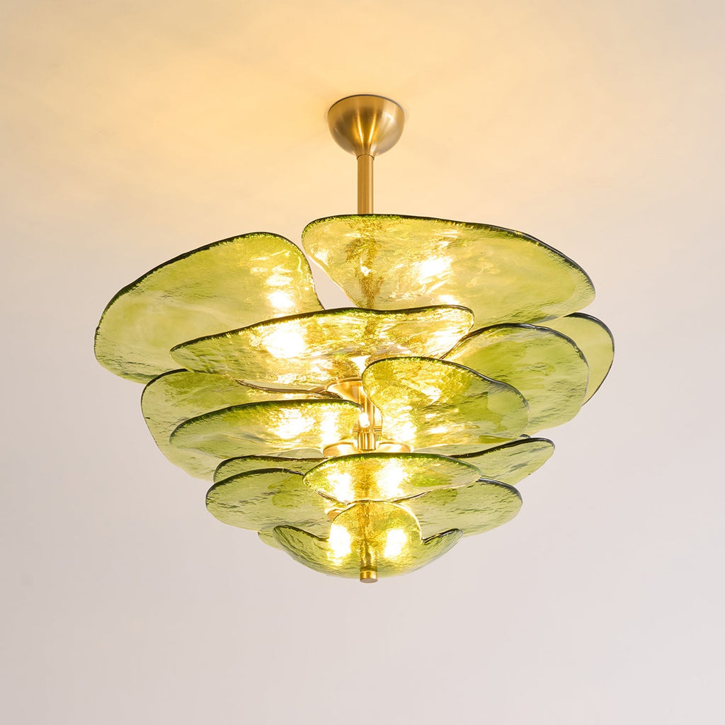 Lotus Leaf Layered Glass Chandelier | Esilora