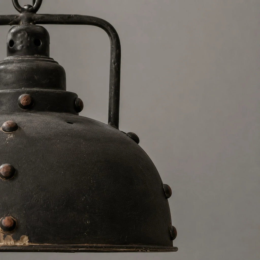 Rustic Distressed Black Dome Dining Pendant Lamp | Esilora