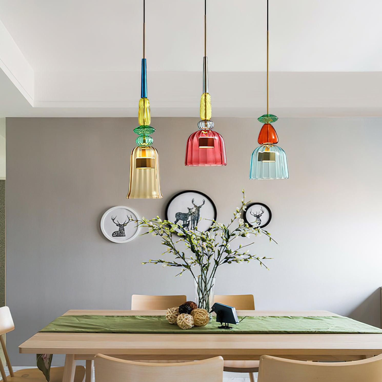 Hand Blown Glass Pendant Lamp - Colorful Candy Iron Mixed Color Indoor | Esilora