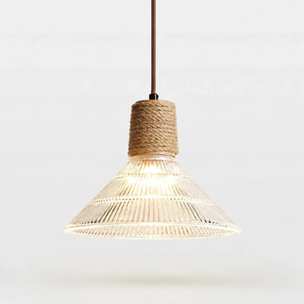 Rustic Woven Rope Glass Pendant Light Collection | Esilora