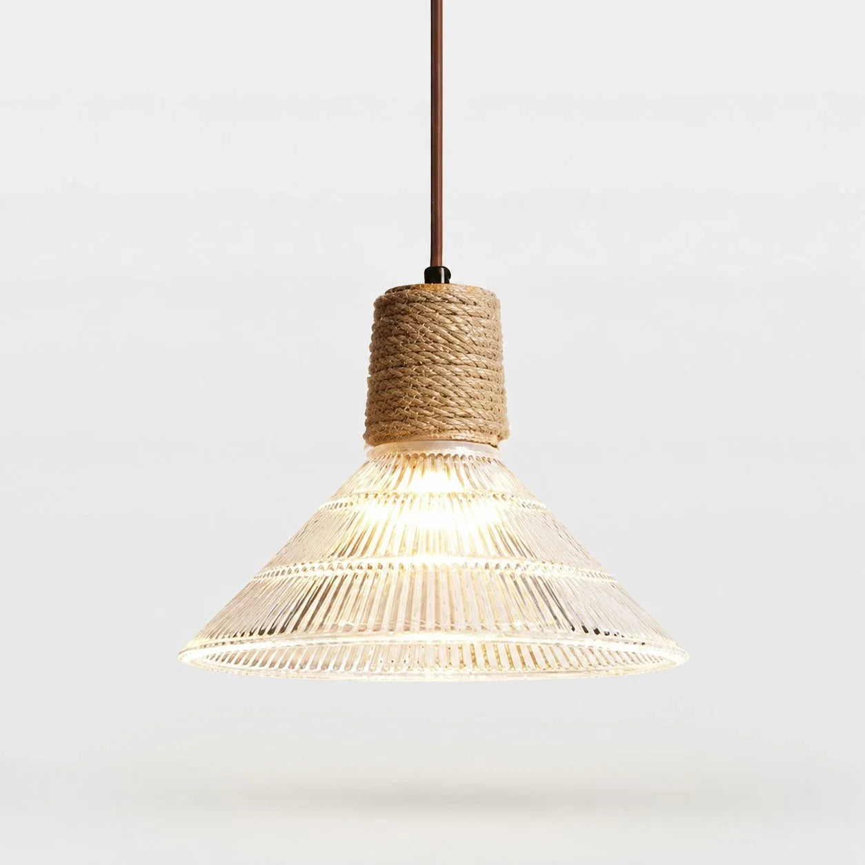 Rustic Woven Rope Glass Pendant Light Collection | Esilora