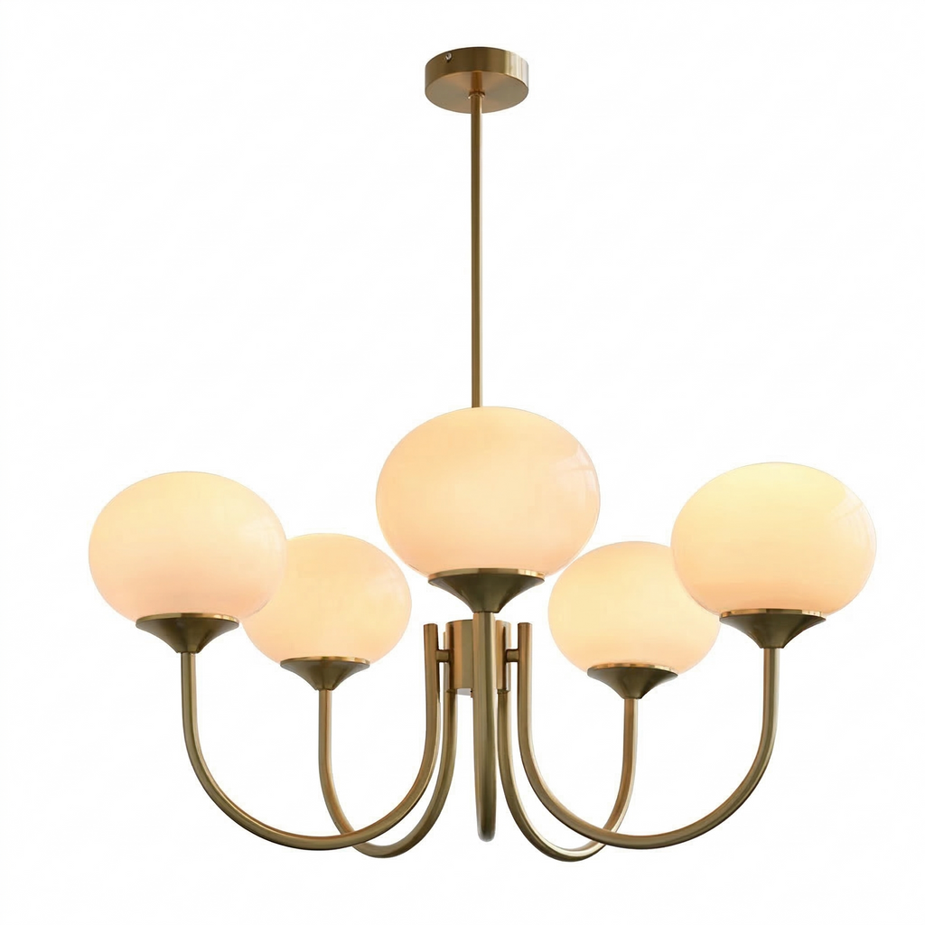 Javina Glass Cluster Chandelier - Iron Rounded Globe Modern Fixture for Dining Room and Living Rooms | Esilora