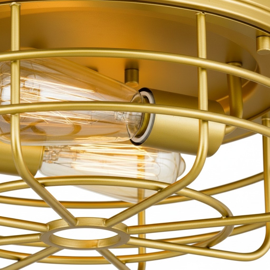 Lampada da soffitto rotonda Gridray con gabbia in metallo, stile industriale – illuminazione per interni di cucina e ingresso | Esilora