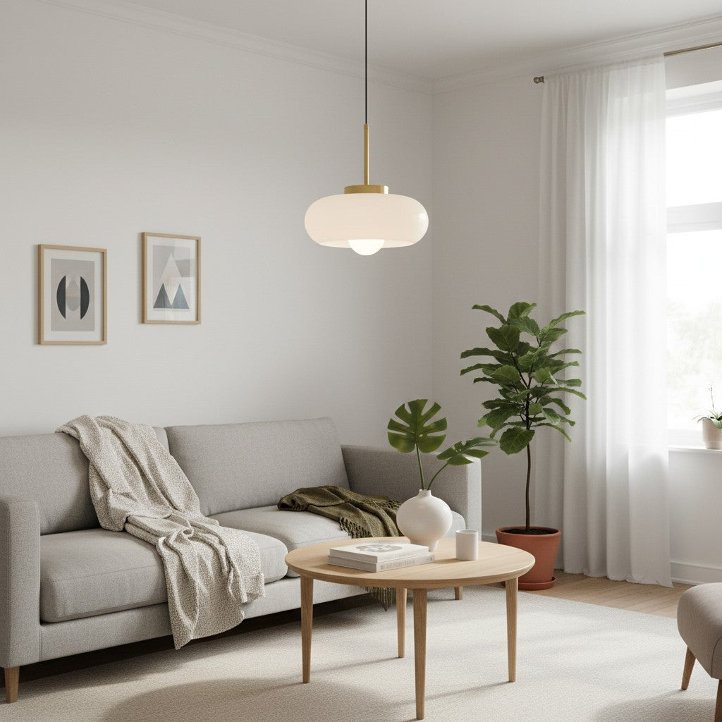 Havelo rund pendellampe i glas – Bauhaus-pendellampe til hjemmet N51 | Esilora