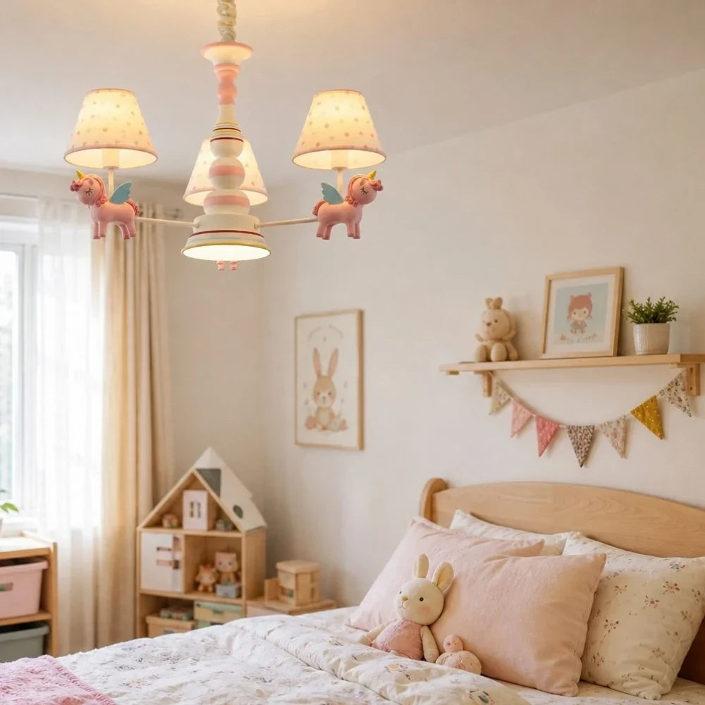Lustre pour chambre d’enfant avec abat-jour en tissu, pour chambre, salle de jeux et nursery | Esilora