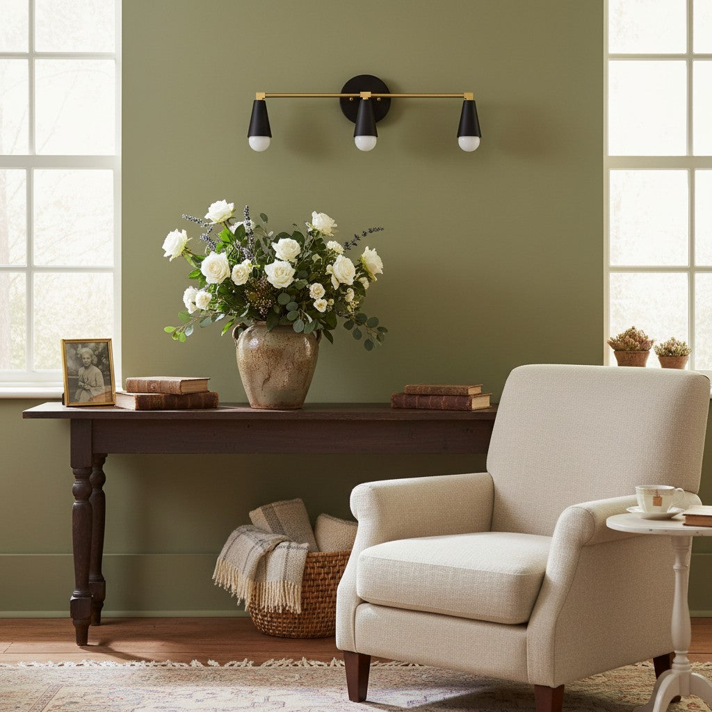 Pyralis Cone 3-Light Vanity Fixture – Sleek Modern Design for Bathrooms and Hallways | Esilora