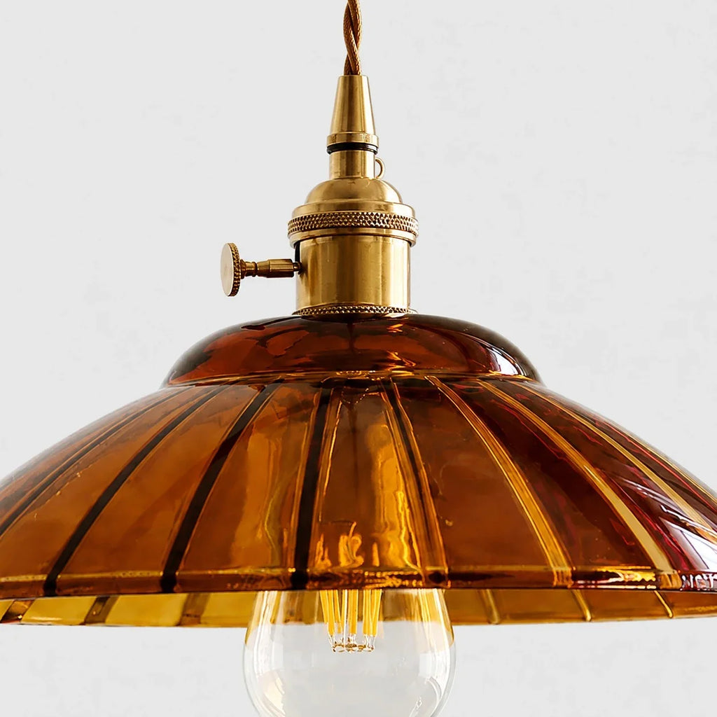Japansk retro-pendel­lampe i messing og glas | Esilora