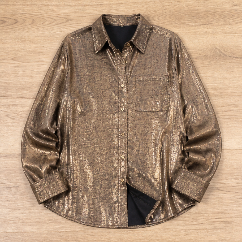 SilkenAura Mercerized Lapel Shirt — Glow with Effortless Elegance and All-Day Confidence - Esilora