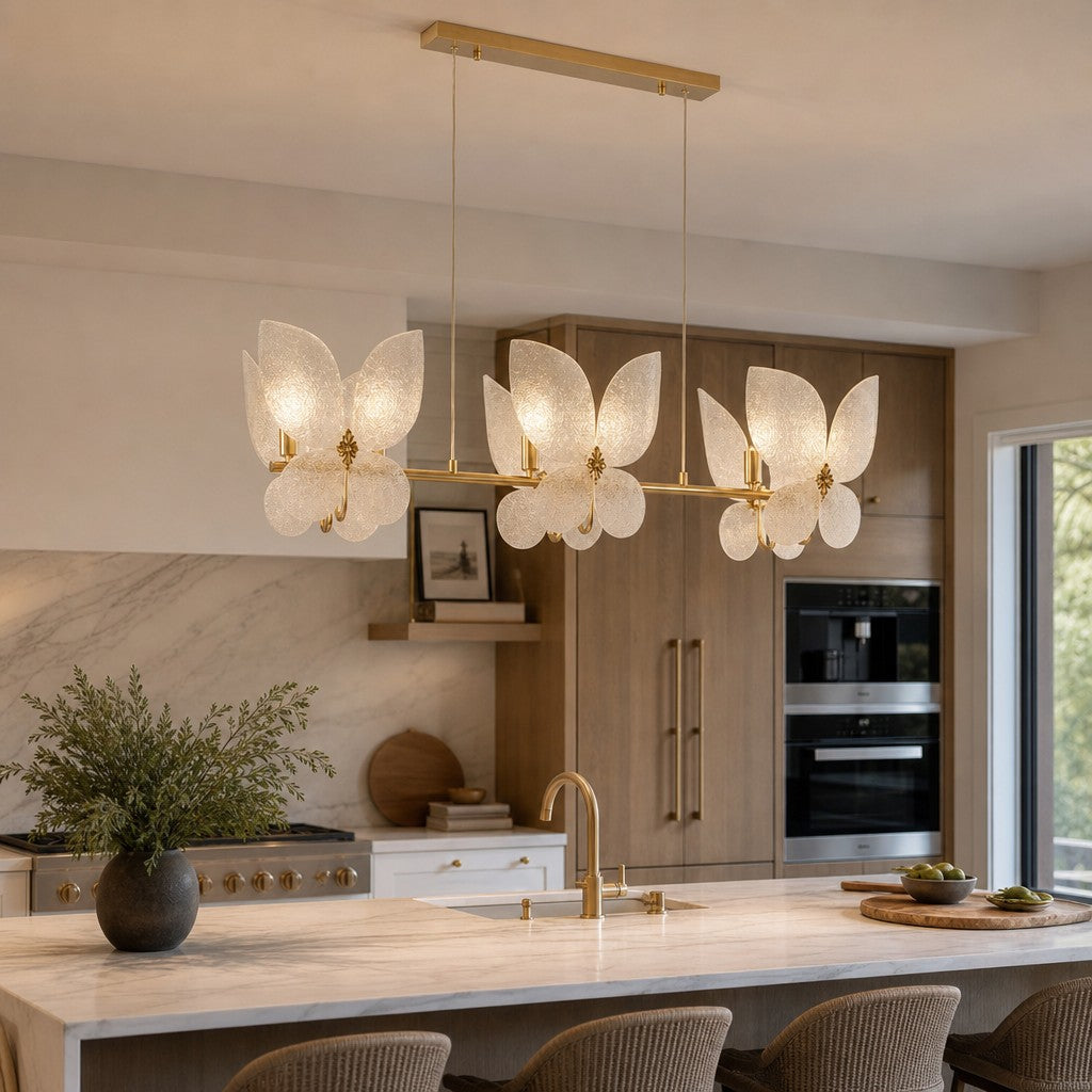 Lucenda Butterfly Chandelier - Gold Acrylic French Vintage Statement Light for Kitchen Island | Esilora