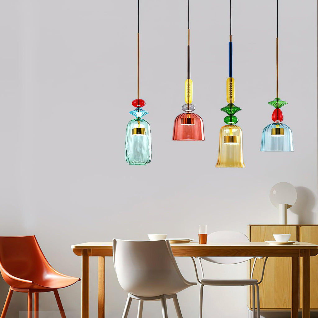 Hand Blown Glass Pendant Lamp - Colorful Candy Iron Mixed Color Indoor | Esilora