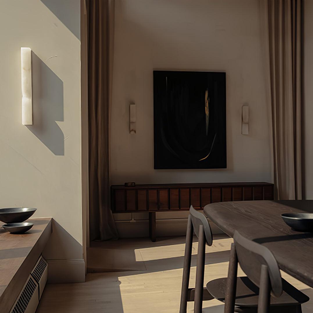 Moderne rechteckige Alabaster-Wandleuchte – Minimalistische Leuchte für Schlafzimmer Flur Wohnzimmer | Esilora