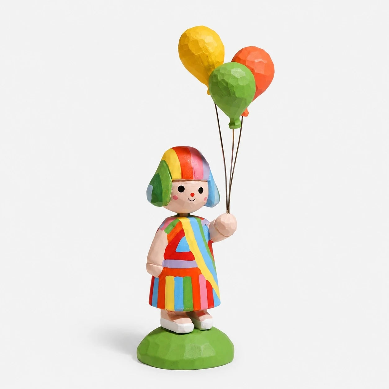 Rainbow Balloon Girl Wooden Figurine | Esilora