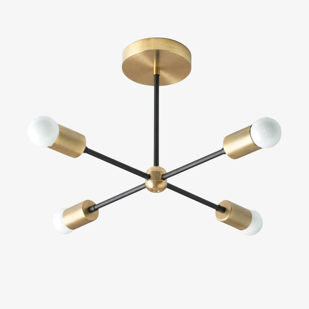Mobilux Line Mid-Century Gold Sputnik Kronleuchter – Halbeinbau geometrische Messingleuchte | Esilora