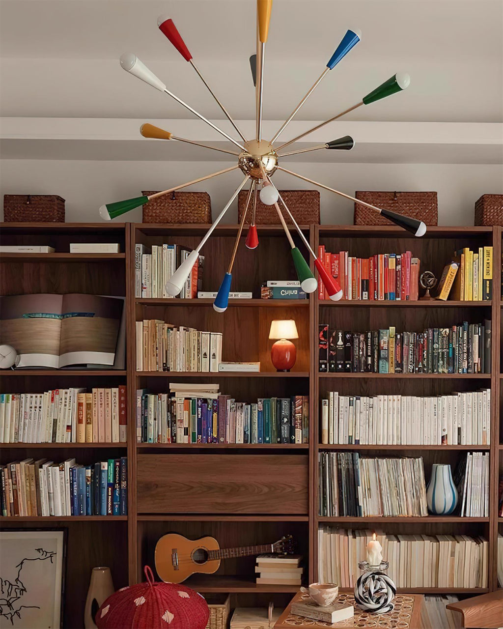 Ivoran Fireworks Chandelier - Gold Metal Sputnik Cone Shade Mid Century Light for Dining Room | Esilora