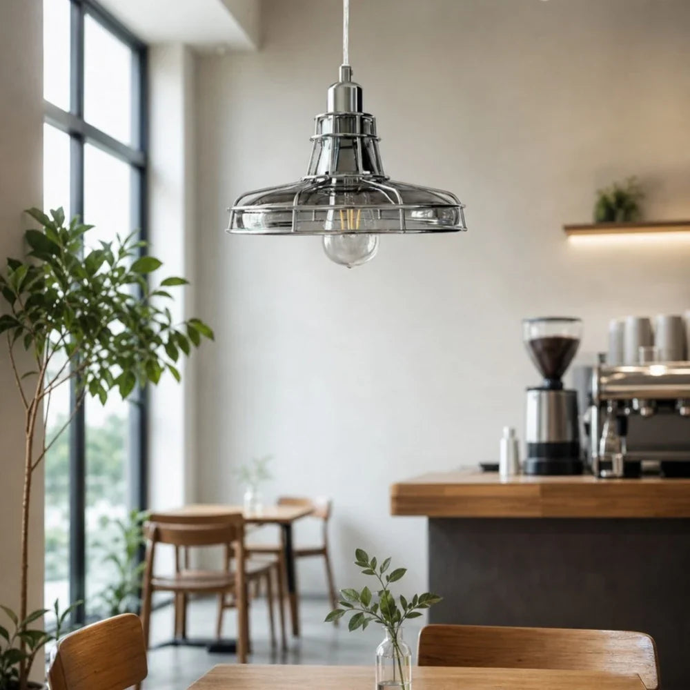Glass Metal Cage Pendant Lamp | Esilora