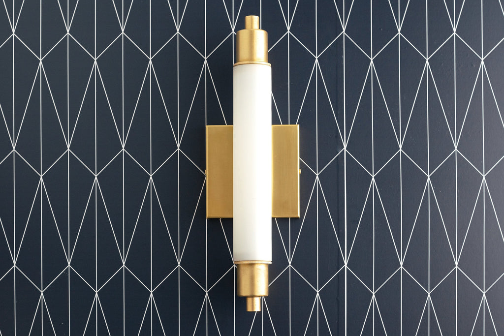 Ornato Luxe Modern Vanity Sconce - Art Deco Wall Light with Cylinder Shade | Esilora