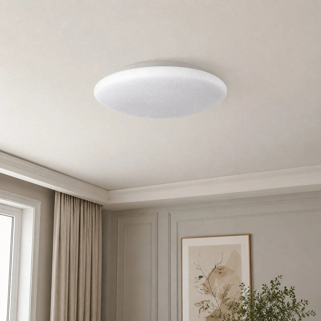 Lampada da soffitto LED rotonda a plafone in crema francese | Esilora