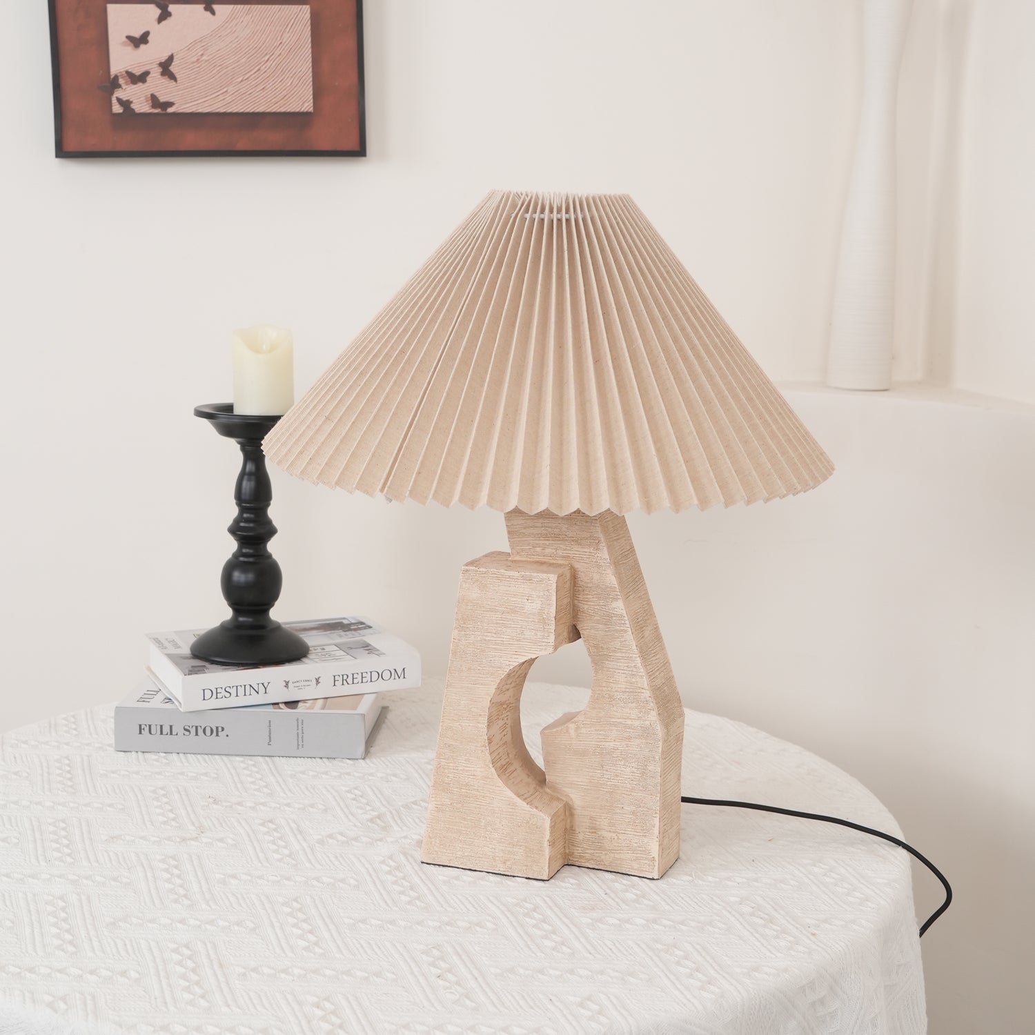 Moderne künstlerische Steinsäulen-Tischlampe Travertin M05 | Esilora