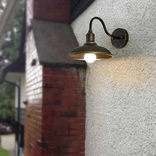 Farmhouse Industrial Wall Sconce - Vintage Bowl Lamp for Exterior Spaces | Esilora
