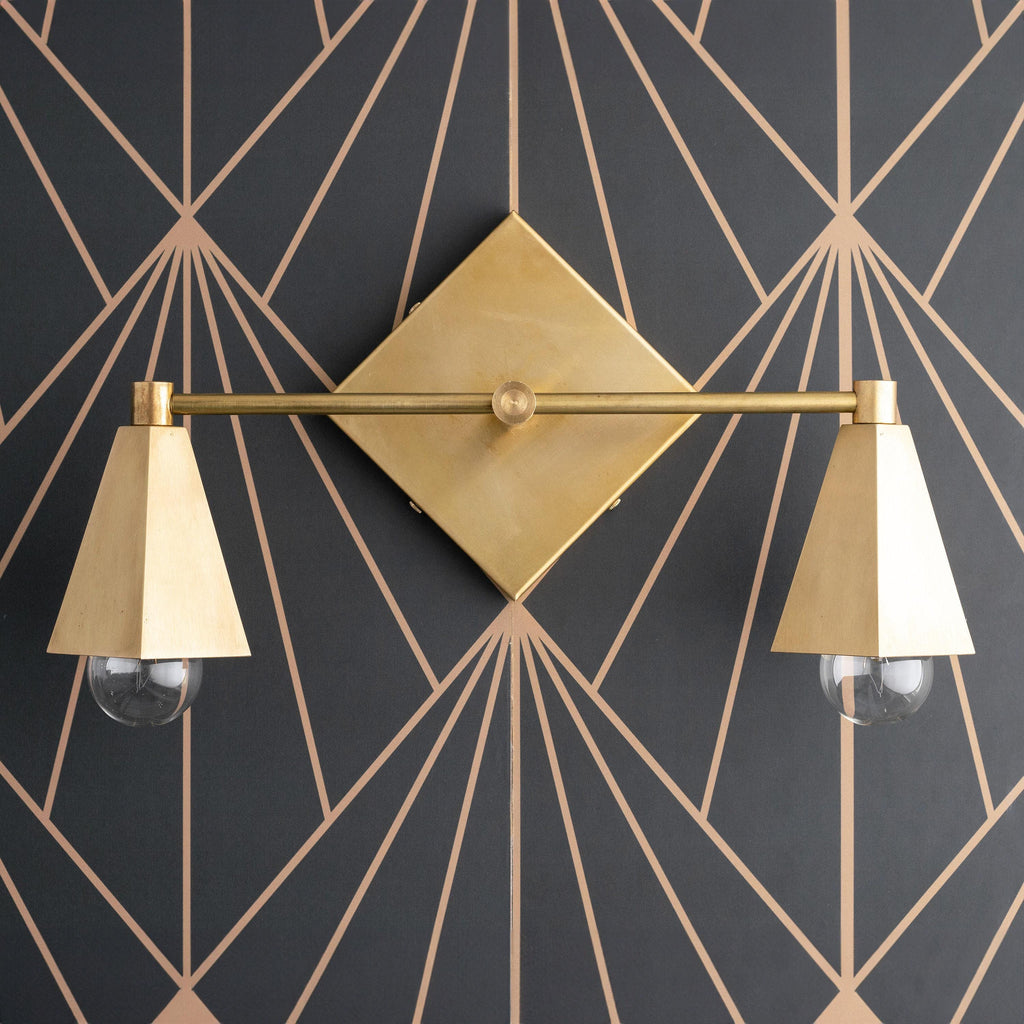 Ornato Luxe Geometric Vanity Light - Solid Brass Art Deco Bathroom Lighting | Esilora