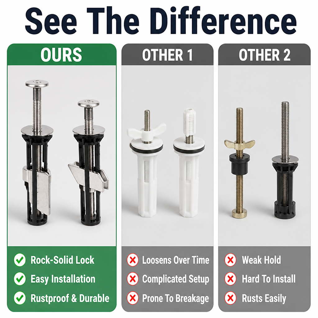 TiteLock Stainless Mounting Screws — Lock In Rock-Solid Toilet Seat Stability Every Time You Sit - Esilora