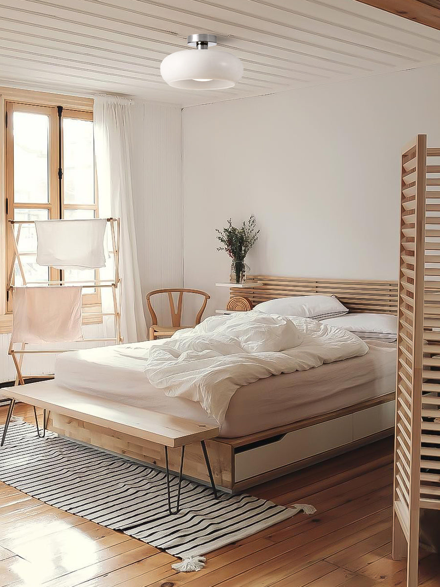 Retro Brass Bauhaus Glass Disc Ceiling Lamp | Esilora