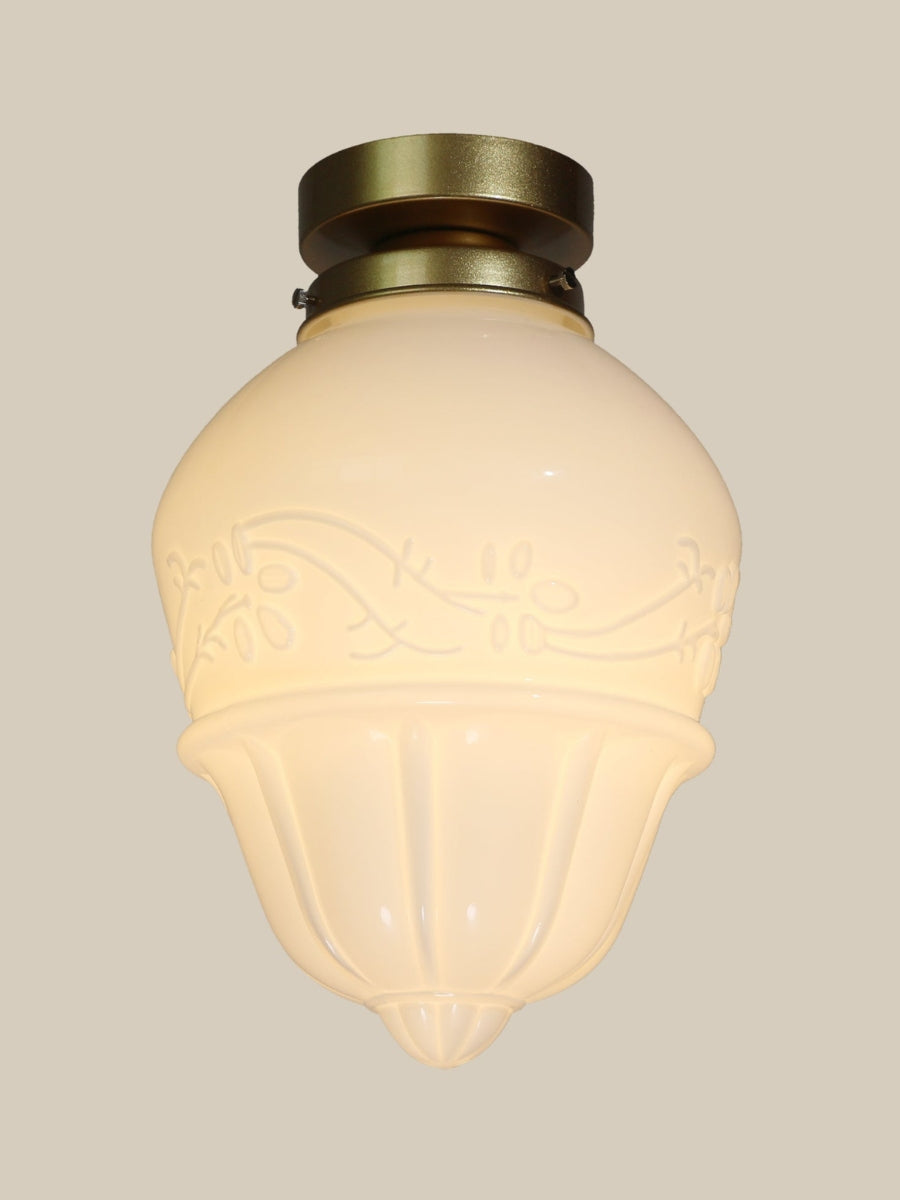 Art Deco Flower Bud Milk Glass Fixed Ceiling Light | Esilora