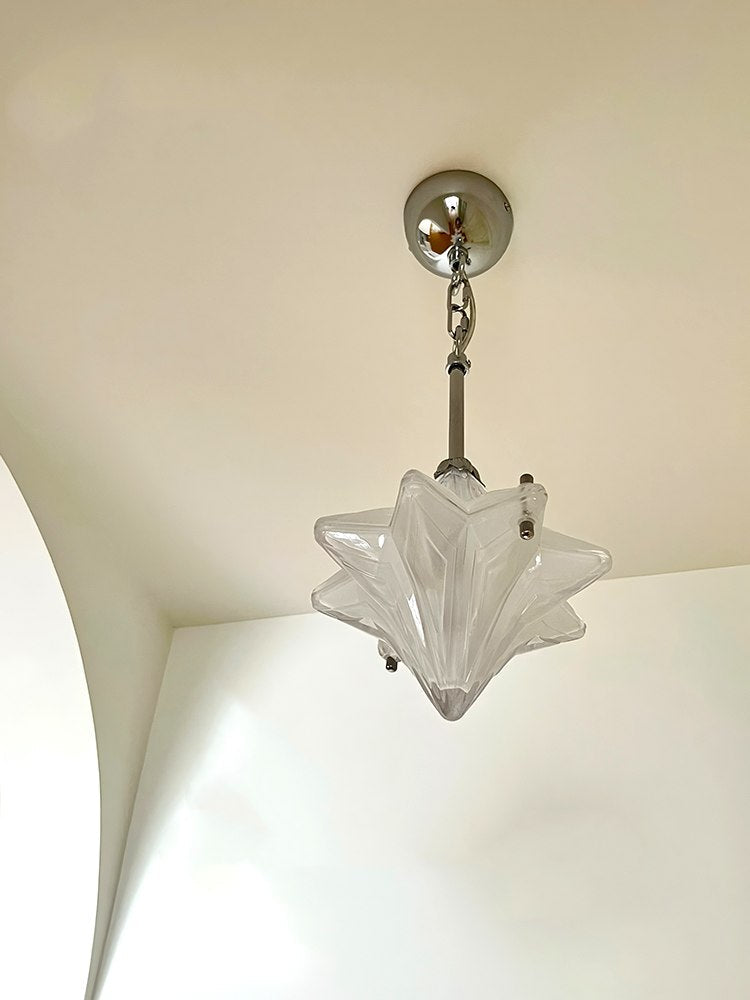 Art Deco Star Pendant Light - Frosted Glass Pendant with Geometric Style - Astris Elara | Esilora