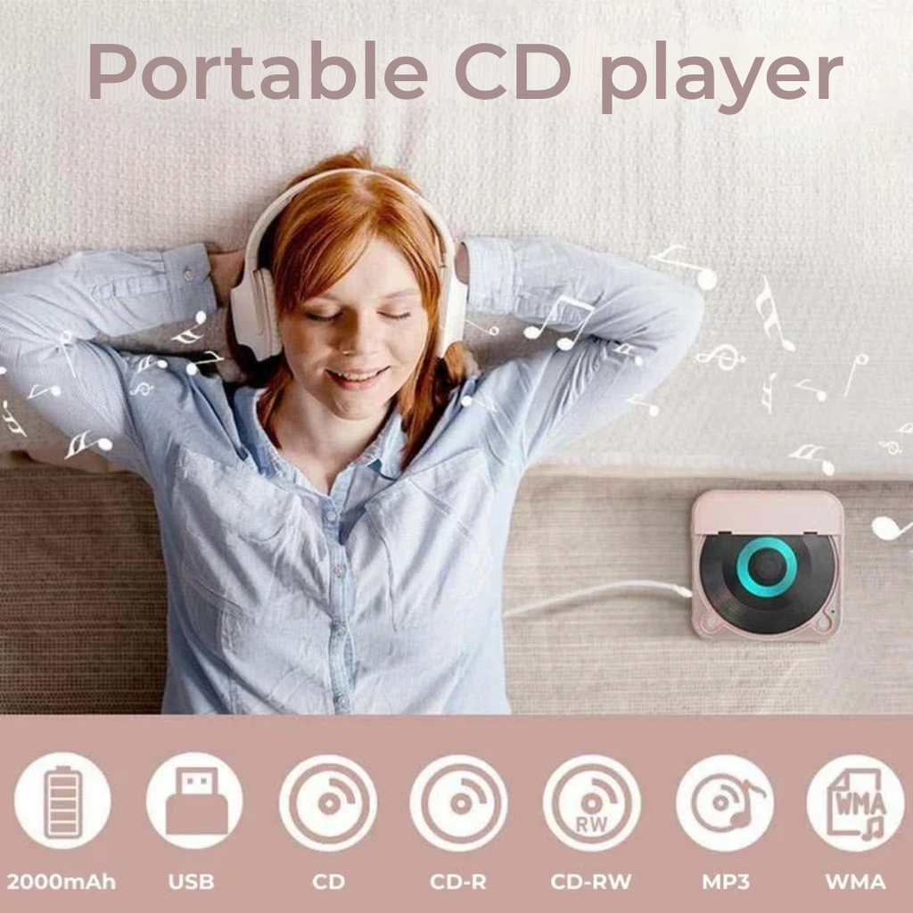 SonicAura Přenosný CD přehrávač — Znovu prožijte každý tón svobodně a s čistým, nezapomenutelným zvukem - Esilora