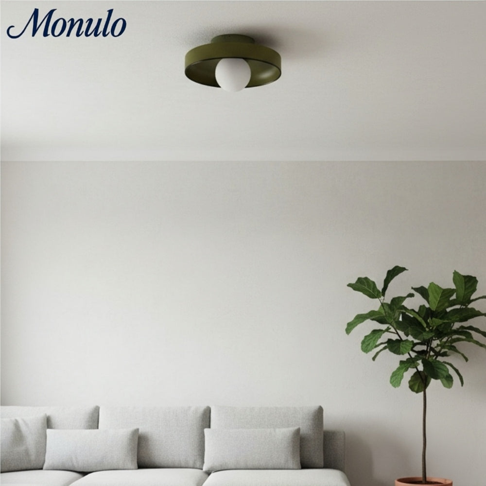 Luminaire mural ou plafonnier moderne Kalo à disque en verre polyvalent, avec bord coloré, pour espaces de vie | Esilora