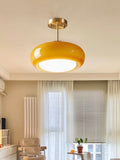 Retro Brass Bauhaus Glass Disc Ceiling Lamp | Esilora