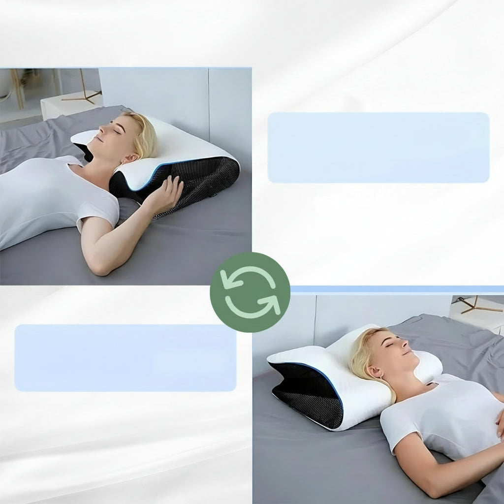 Cuscino ergonomico in memory foam per alleviare il dolore al collo e alla schiena e migliorare il sonno - Esilora