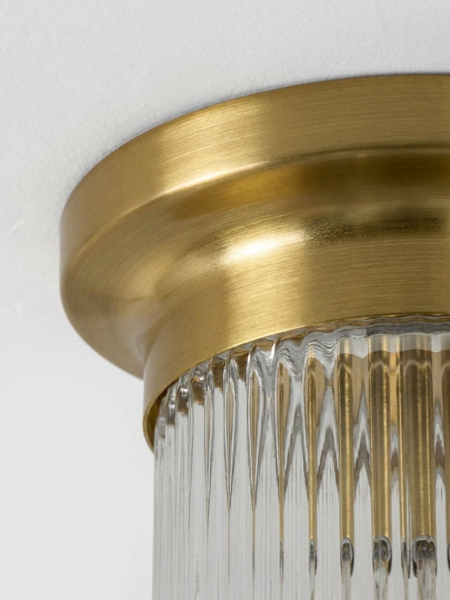 Rivora Textured Ribbed Glass Flush Ceiling Light — Elegant Low-Profile Fixture for Entryways | Esilora