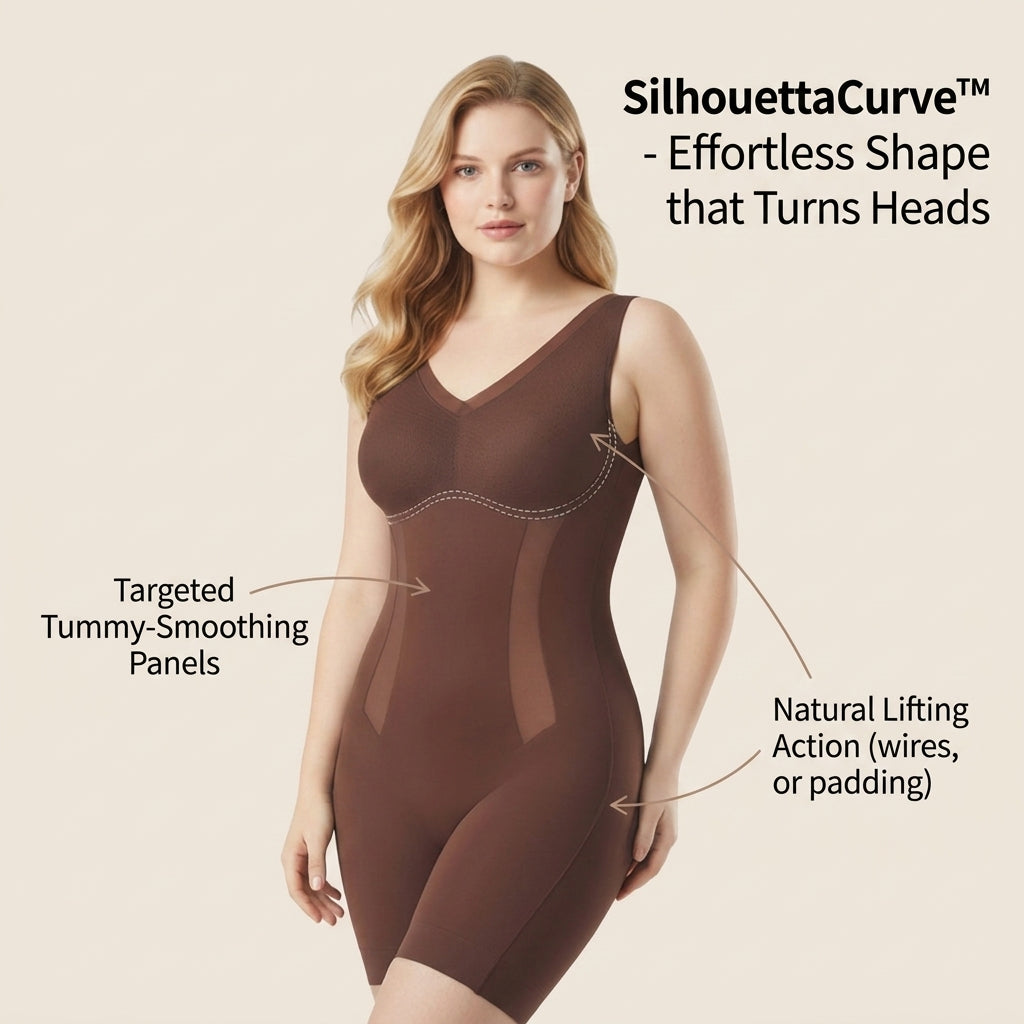 SilhouettaCurve – Seamless Full-Body Shaping Bodysuit with Tummy-Smoothing Panels - Esilora