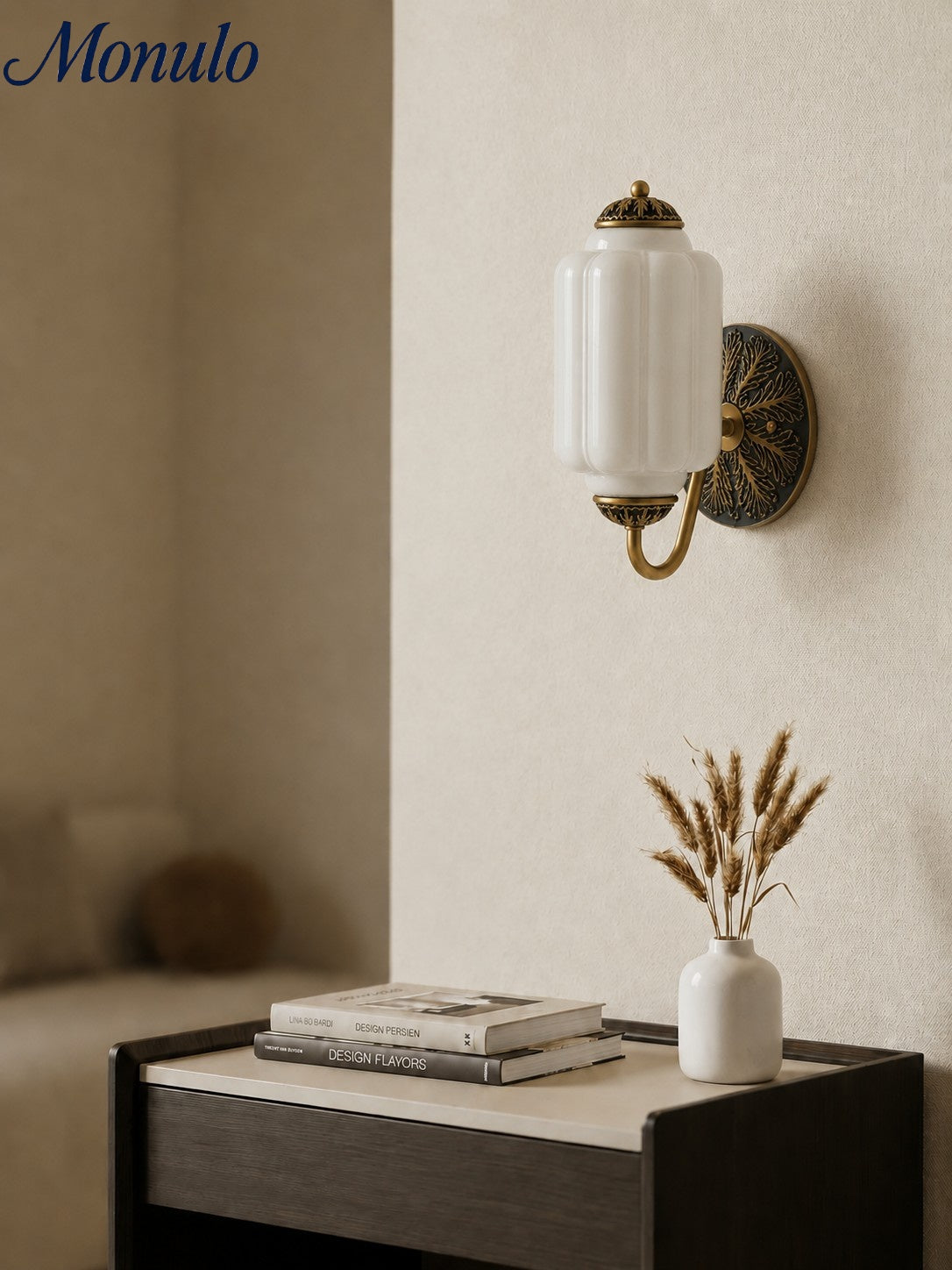 Vintage Milk Glass Sconce Bedside Hallway Eloise Wall Sconce | Esilora