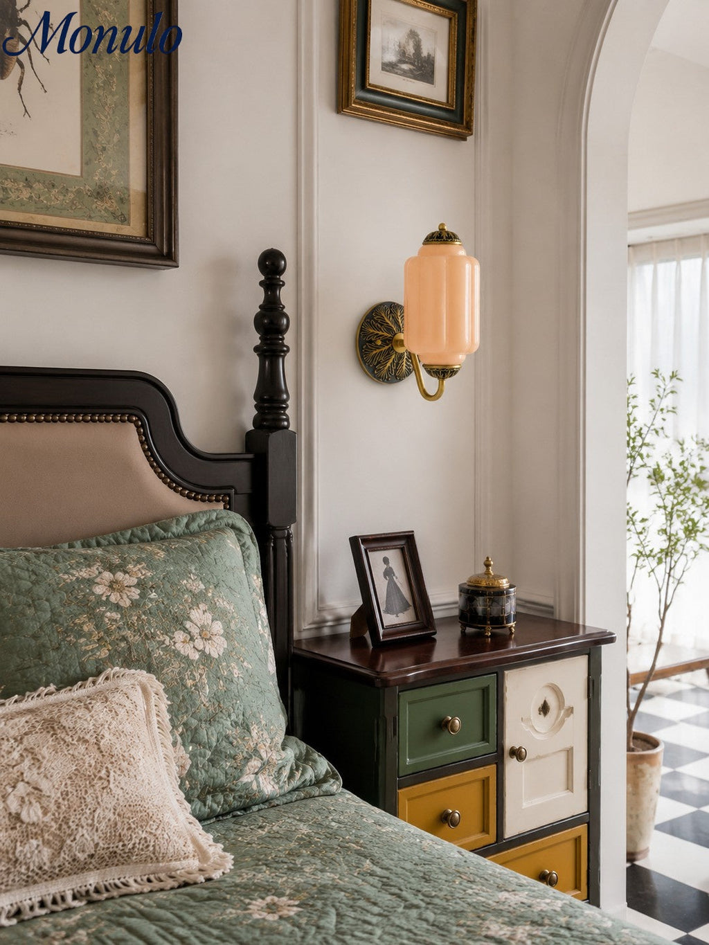 Vintage Milk Glass Sconce Bedside Hallway Eloise Wall Sconce | Esilora