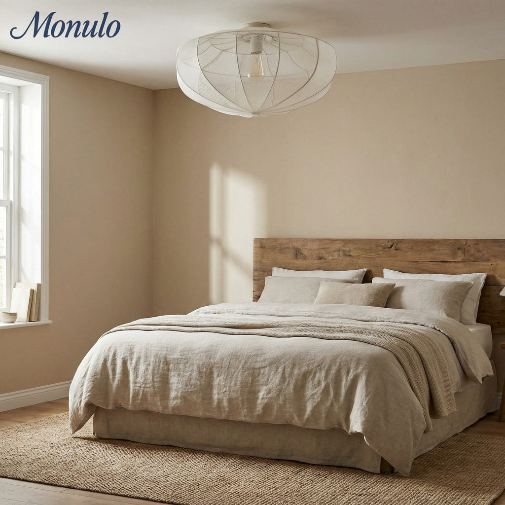 Lumifil Draped Mesh Ceiling Light – Boho Rustic Textured Shade Lamp for Living Room or Bedroom | Esilora