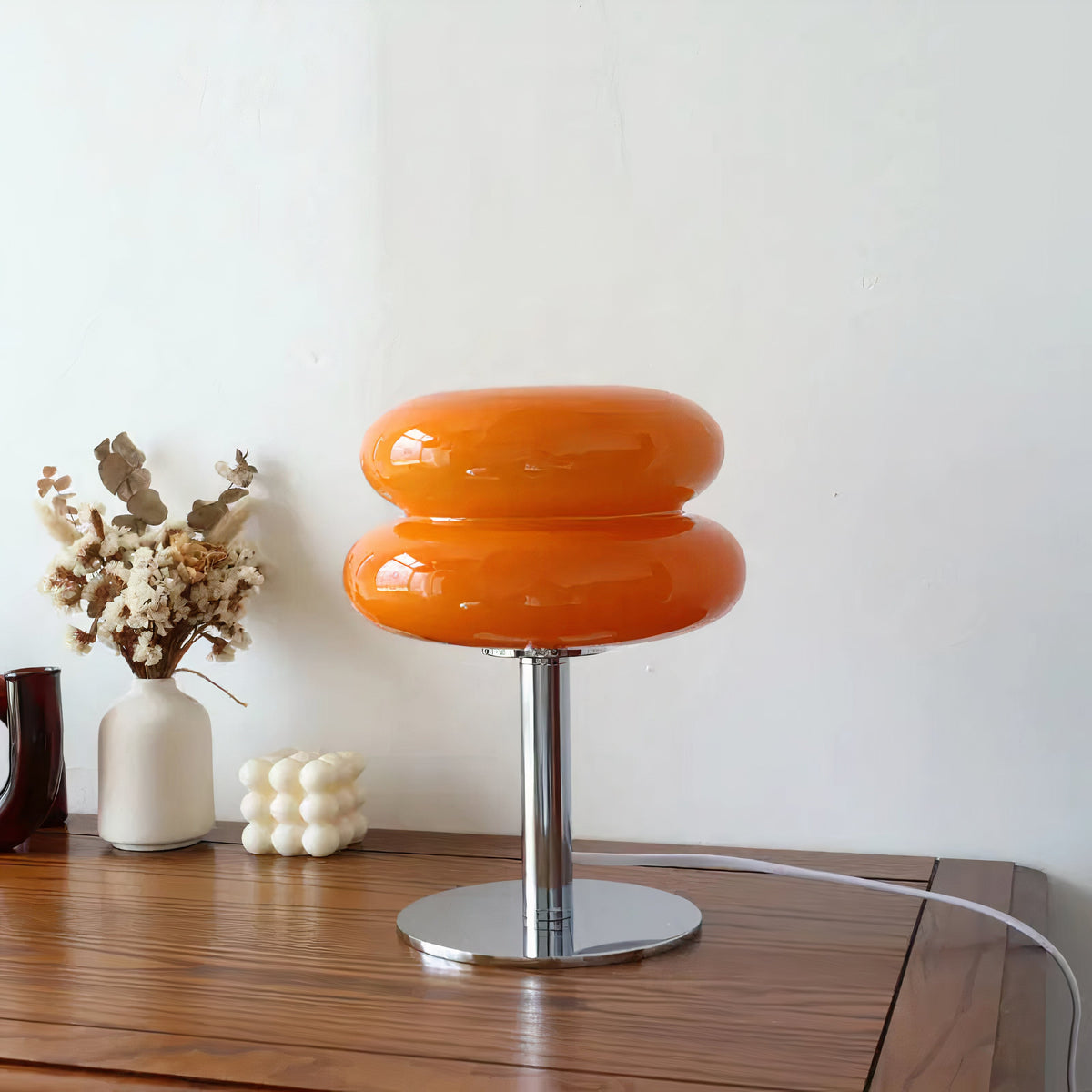 Retro Glass Table Lamp — Double-Walled Ring Motif