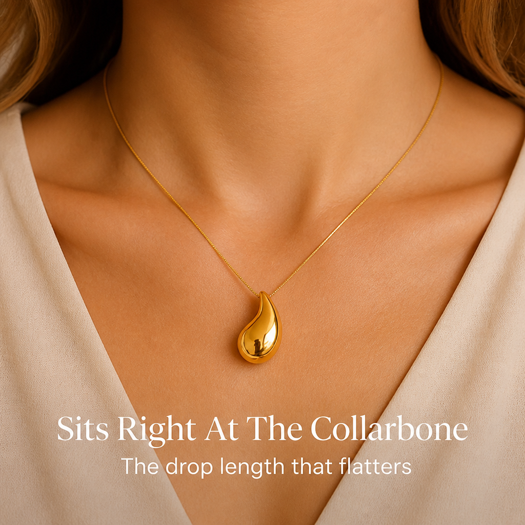 SolaraBeam – Sculpted Teardrop Pendant Necklace in 18k Gold - Esilora