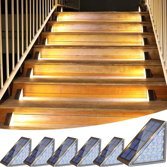 Outdoor Solar Stair Lights – Warm White LED Illumination, Pack of 4 or 10 - Esilora