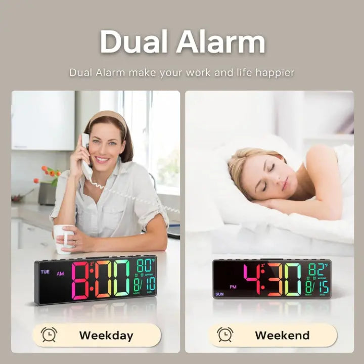Oversized RGB Digital Wall Clock - Esilora