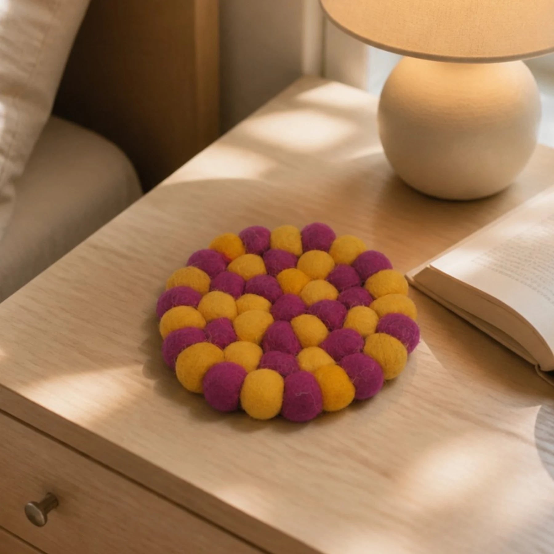 Handmade Wool Felt Ball Coaster | Esilora