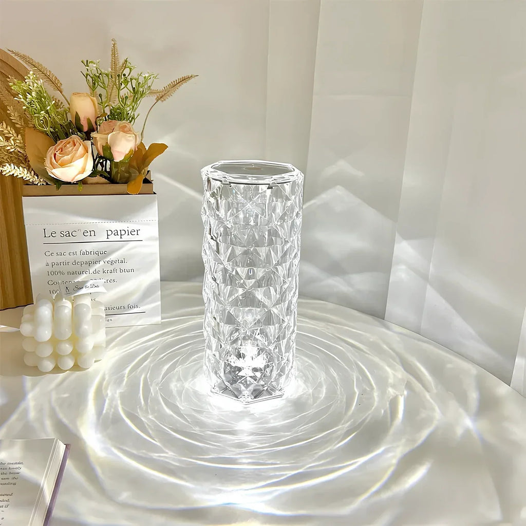 Acrylic Crystal Table Lamp — Sixteen Color Modes, Cordless Design, USB-C Rechargeable