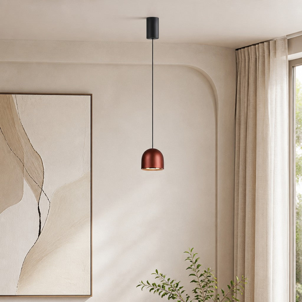 Luz suspensa elevável Ivoran - Candeeiro fino e minimalista em alumínio e acrílico para mesa de cabeceira e secretária | Esilora