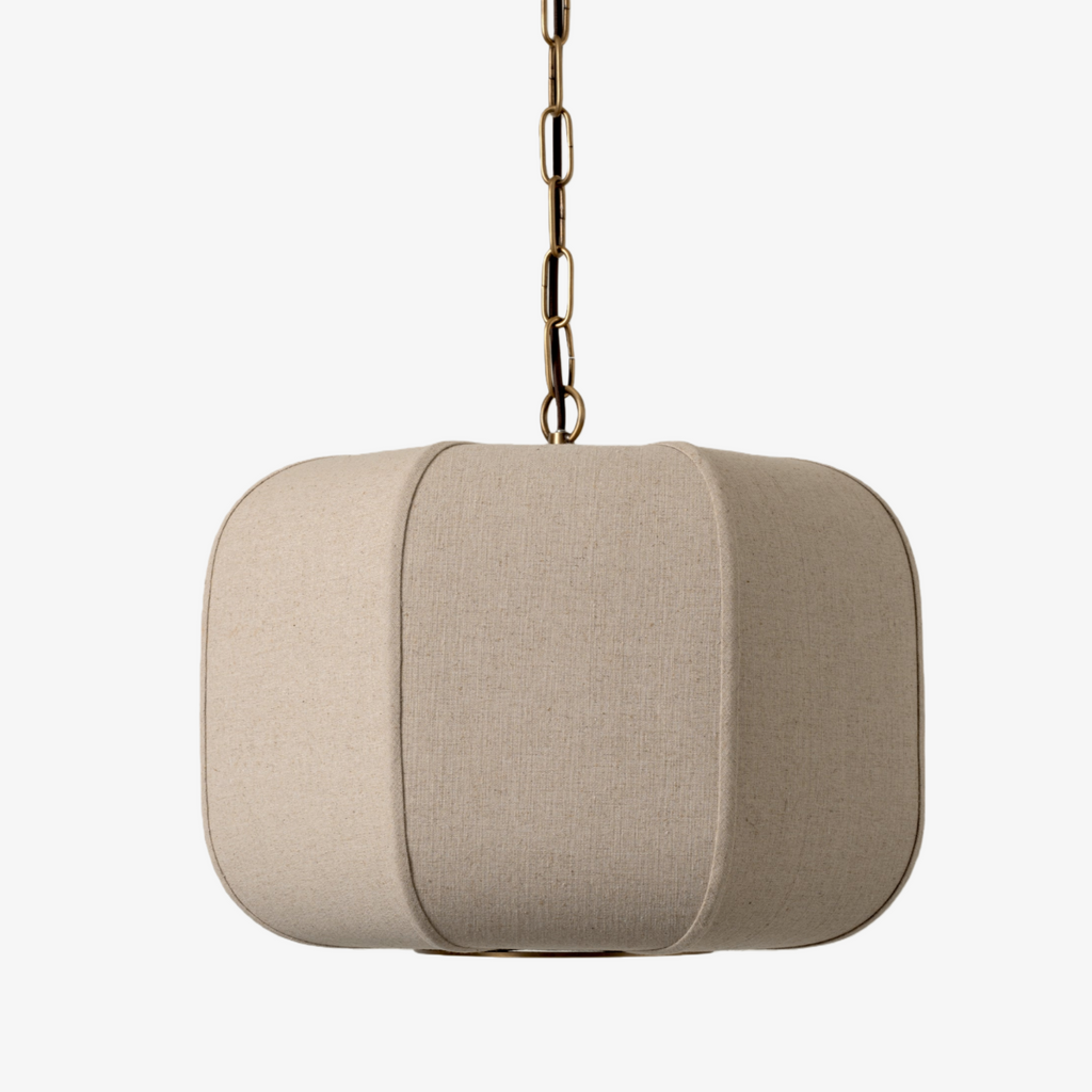 Loomis Tall Pendant with Textured Linen Shade – Industrial to Modern Pendant for Dining Room and Kitchen Island | Esilora