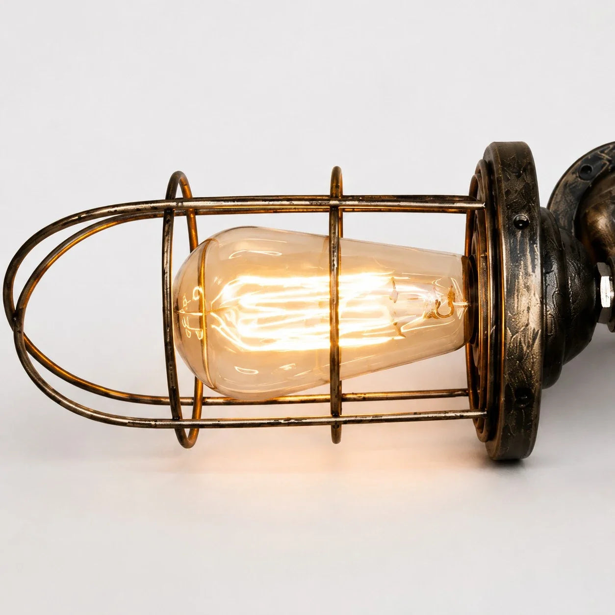 Industrial Cage Wall Sconce Light, Vintage Metal Wall Fixture for Hallways, Vanity, Bar and Bedroom | Esilora
