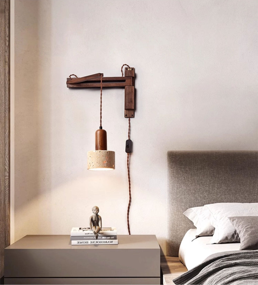 Adjustable Travertine Dome Wall Sconce | Esilora