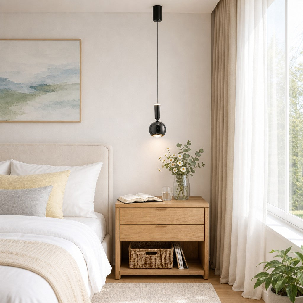 Suspension moderne Ivoran - Lampe suspendue fine, réglable, en métal et acrylique pour chambre et couloir | Esilora